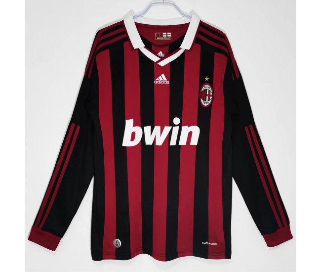 2009-2010 AC Milan Long Sleeve Home Retro Jersey 