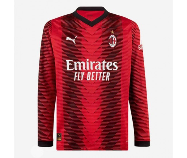23-24 AC Milan Mens Long Sleeve Home Jersey