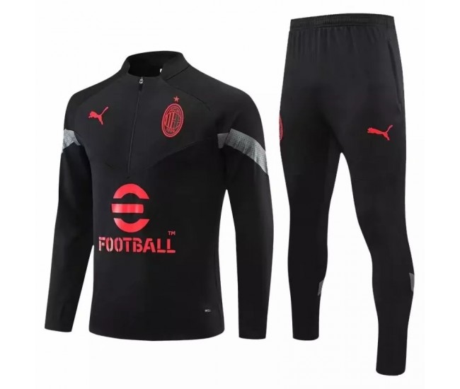2022-23 AC Milan Black Training Technical Soccer Tracksuit