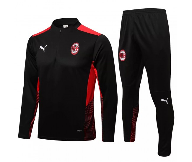 2021-22 AC Milan Black Training Technical Soccer Tracksuit