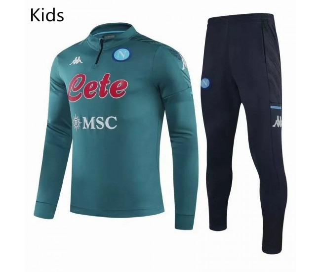 SSC Napoli Training Technical Football Tracksuit Green Kids 2020