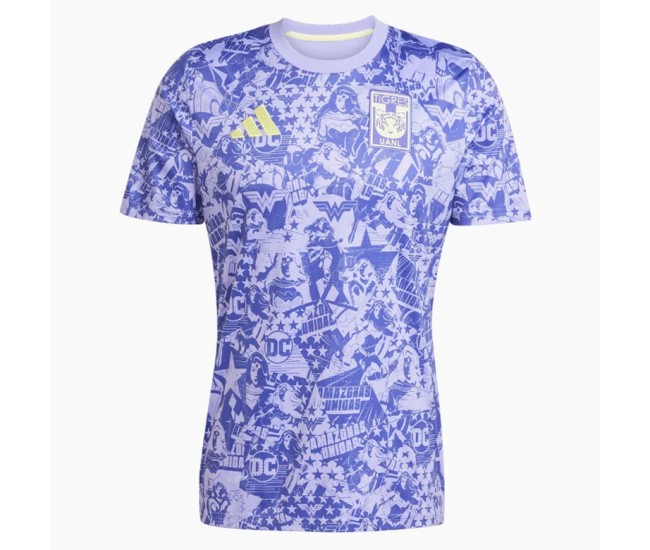 25-26 Adidas x DC Comics Tigres UANL Men's Wonder Woman Pre-Match Soccer Jersey 