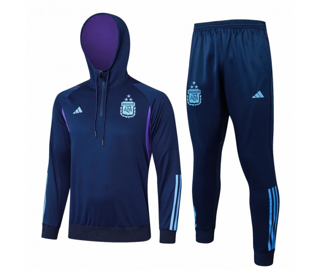 24-25 Argentina Navy Hooded Training Soccer Tracksuit