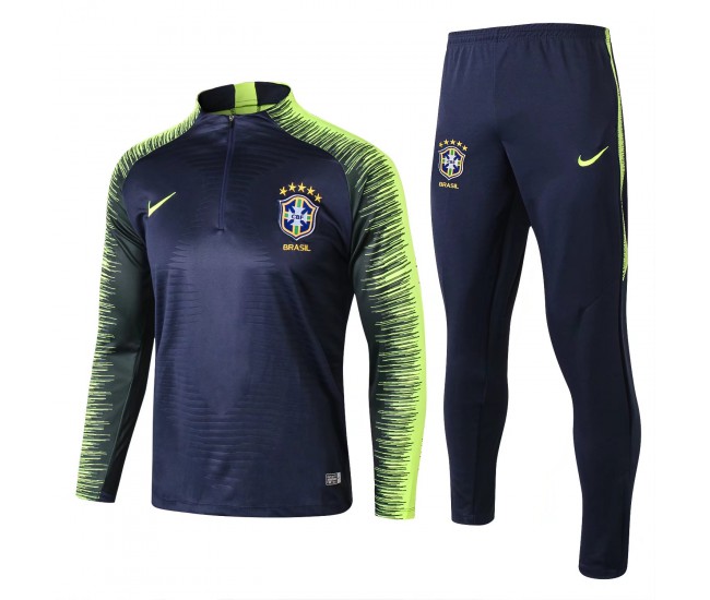 Brazil Royal Blue Stripe Training Soccer Tracksuit 2018/19