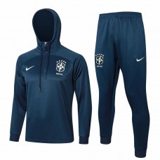 24-25 Brazil National Team Blue Hooded Training Soccer Tracksuit