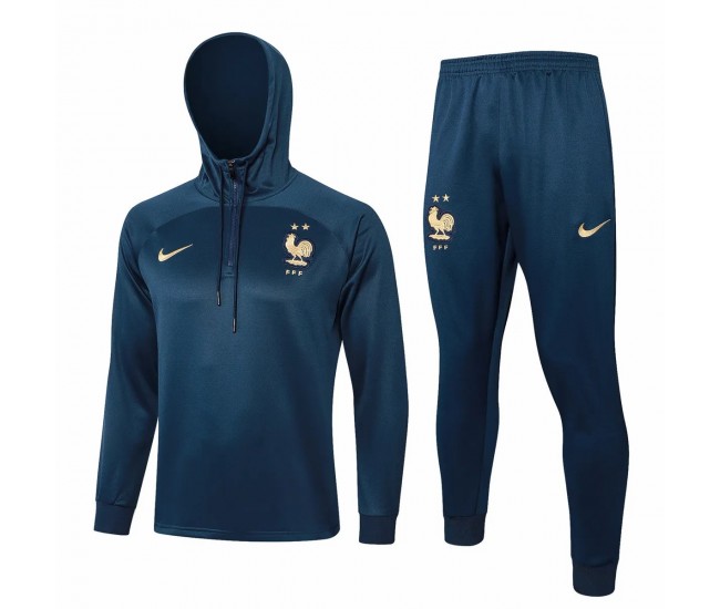 24-25 France Hooded Training Soccer Tracksuit