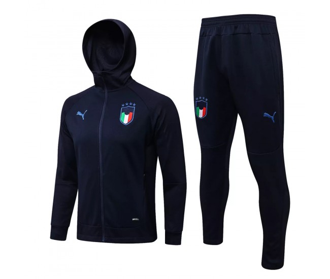 2021-22 Italy National Team Hooded Presentation Soccer Tracksuit