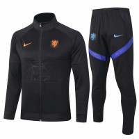 Netherlands Black Presentation Soccer Tracksuit 2020