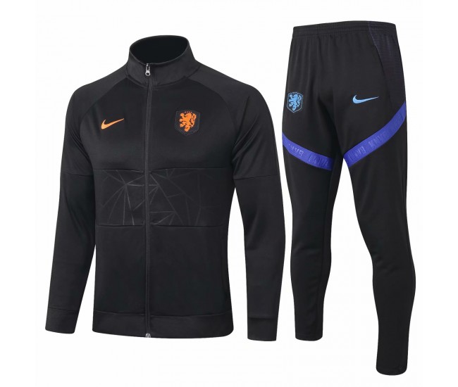 Netherlands Black Presentation Soccer Tracksuit 2020