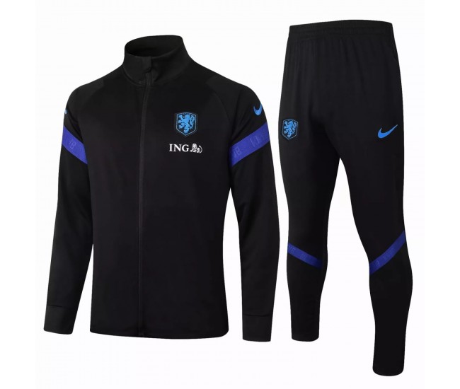 Netherlands Black Presentation Football Tracksuit 2021