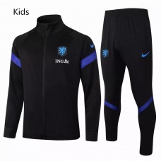 Netherlands Black Presentation Football Tracksuit Kids 2021