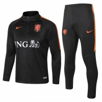 Netherlands Black Training Technical Soccer Tracksuit 2018/19