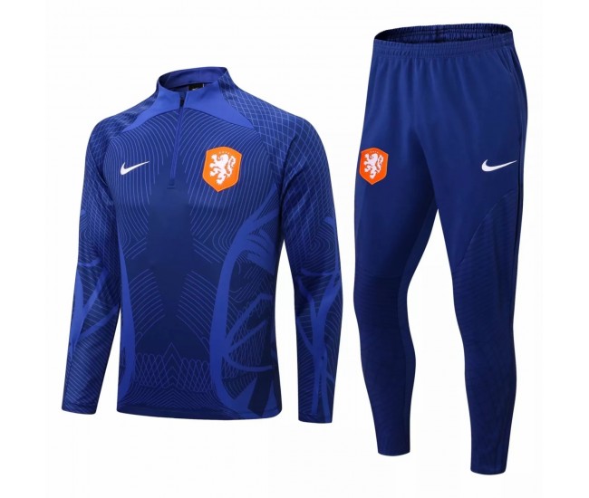 2022-23 Netherlands Blue Training Technical Soccer Tracksuit