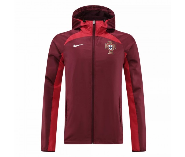2022-23 Portugal Burgundy Windrunner Soccer Jacket