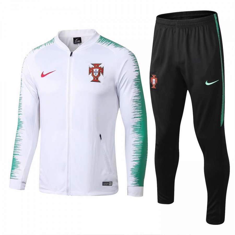 Portugal Team White Stripe Presentation Training Soccer Tracksuit 2018/19