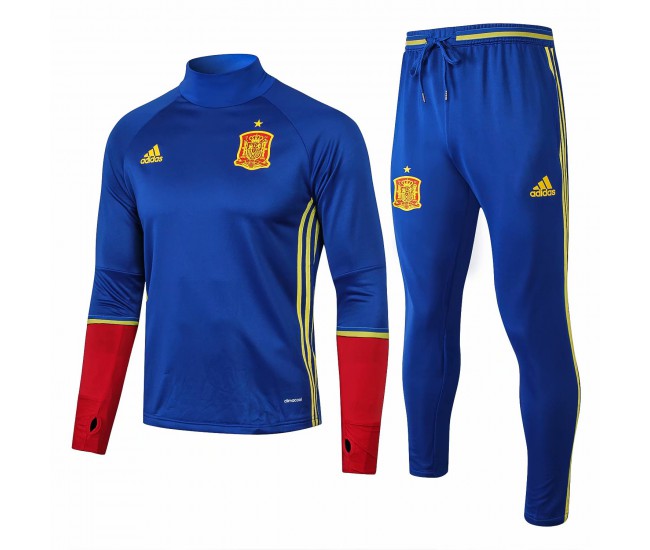 Spain Training Technical Soccer Tracksuit Euro 2016 Blue