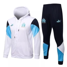 2021-22 Olympique Marseille White Hooded Presentation Soccer Tracksuit