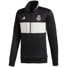 Real Madrid Three-Stripe Full-Zip Black/White Track Jacket